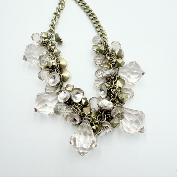 Gold Tone Clear Crystals Bib Necklace - Picture 4 of 7